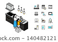 Kitchen and smart home icon isometric illustration set 140482121
