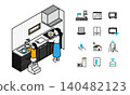 Kitchen and smart home icon isometric illustration set 140482123