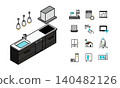 Isometric illustration set of system kitchen and smart home icons 140482126