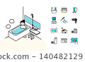 Isometric illustration set of bathroom and smart home icons 140482129