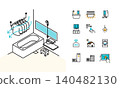 Isometric illustration set of bathroom dryer and smart home icons 140482130