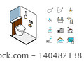 Toilet and smart home plumbing-related icon illustrations 140482138