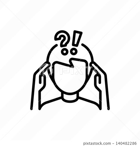 Panic attack thin line icon. Modern vector illustration of person in stress. Panic attack thin line icon. Modern vector illustration of person in stress. 140482286