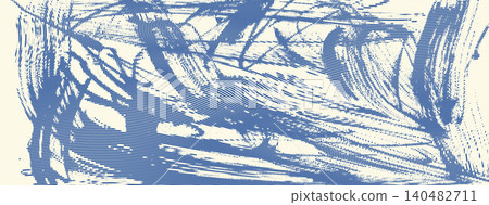 Brush blue halftone texture with sand grain and flowing dot pattern. Dense ink stroke lines on blue brush grain background for grunge digital art. Retro vector paint with distressed halftone effect Brush blue halftone texture with sand grain and flowing dot pattern. Dense ink stroke lines on blue brush grain background for grunge digital art. Retro vector paint with distressed halftone effect 140482711
