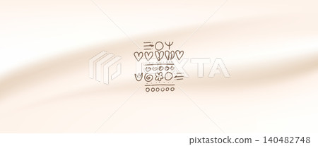 Pastel cream background with pearl silk gradation in minimal hand drawn doodles. Soft beige pastel backdrop with brown ink ornament for beauty packaging. Vector background for cosmetic label or promo Pastel cream background with pearl silk gradation in minimal hand drawn doodles. Soft beige pastel backdrop with brown ink ornament for beauty packaging. Vector background for cosmetic label or promo 140482748