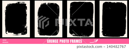 Frame grunge edged with photo brush cadre and torn paper effect , rectangle shape tag in worn vignette. Old grunge frames s for vintage design with distress texture. Vector rough border for book cover Frame grunge edged with photo brush cadre and torn paper effect , rectangle shape tag in worn vignette. Old grunge frames s for vintage design with distress texture. Vector rough border for book cover 140482767