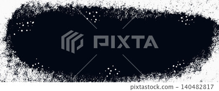 Grainy chalk frame with frozen ice effect and grunge overlay. Winter snow border with white powder smudge on black brush backdrop. Rough vector banner of chalk smear texture and frame edge for poster 140482817
