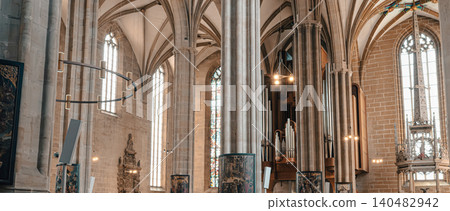Erfurt, Germany - March 27, 2026. Cathedral Organ and Vaulted Interior Erfurt, Germany - March 27, 2026. Cathedral Organ and Vaulted Interior 140482942
