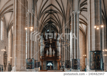 Erfurt, Germany - March 27, 2026. Pipe Organ in Gothic Cathedral Erfurt, Germany - March 27, 2026. Pipe Organ in Gothic Cathedral 140482947