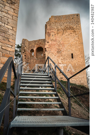 Medieval Stone Tower And Castle Ruins 140482987