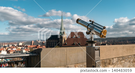 Erfurt, Germany - March 27, 2026. Viewing Telescope and Locks Above Erfurt Erfurt, Germany - March 27, 2026. Viewing Telescope and Locks Above Erfurt 140483059