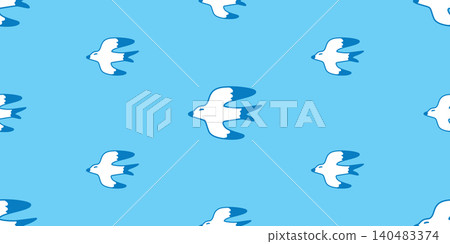 bird seamless pattern seagull flyfing cartoon vector pet wrapping paper tablecloth doodle animal tile wallpaper repeat background illustration design scarf 140483374