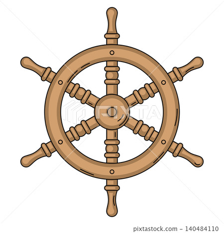 Nautical steering wheel. Travel and tourism symbol. Retro style conceptual illustration. Nautical steering wheel. Travel and tourism symbol. Retro style conceptual illustration. 140484110