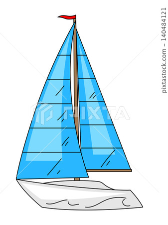 Sailing yacht image. Travel and tourism symbol. Retro style conceptual illustration. 140484121