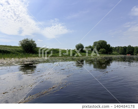calm sunny peaceful landscape on the river calm sunny peaceful landscape on the river 140484178