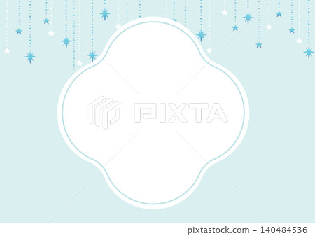 A white floral frame with a light blue background (with a rain and star curtain). 140484536