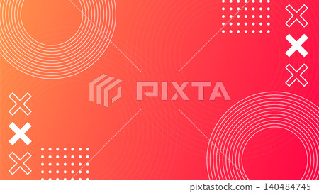 A Memphis frame background with a red gradient overlaid with white geometric shapes, horizontal 16:9 aspect ratio. A Memphis frame background with a red gradient overlaid with white geometric shapes, horizontal 16:9 aspect ratio. 140484745