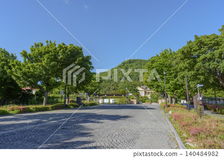 The Motomachi slope in Hakodate and the former Hakodate Public Hall: A historical landscape overlooking Mount Hakodate. 140484982