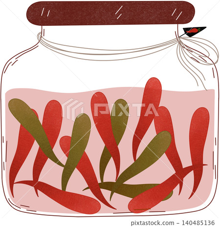 pickled chili in a jar pickled chili in a jar 140485136