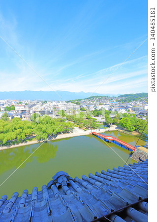 A view from the keep of Matsumoto Castle in Matsumoto City, Nagano Prefecture. A view from the keep of Matsumoto Castle in Matsumoto City, Nagano Prefecture. 140485181