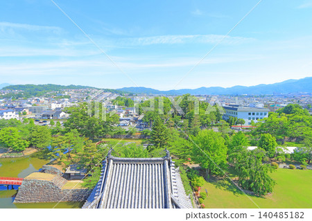 A view from the keep of Matsumoto Castle in Matsumoto City, Nagano Prefecture. A view from the keep of Matsumoto Castle in Matsumoto City, Nagano Prefecture. 140485182