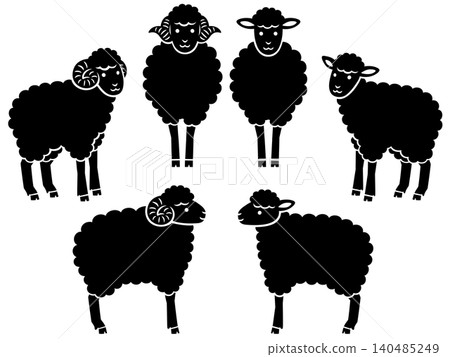 綿羊剪影插圖集 綿羊剪影插圖集 140485249