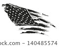 Isolated design element, black grunge style American flag pattern 140485574