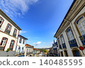 Street with colonial-style mansions 140485595