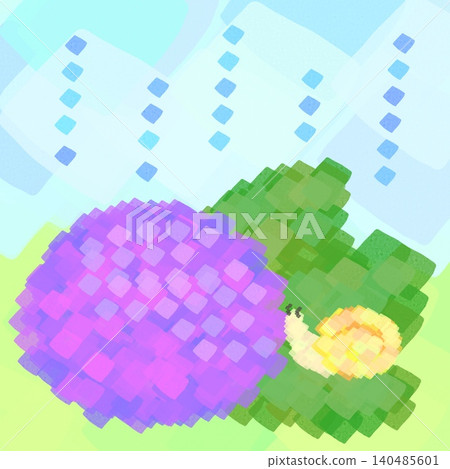 以雨季盛開的繡球花為主題的方形點陣背景素材 以雨季盛開的繡球花為主題的方形點陣背景素材 140485601