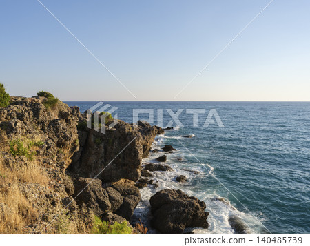beautiful sea waves crashing on the cliffs beautiful sea waves crashing on the cliffs 140485739