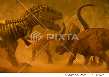 prehistoric dinosaur model and ink in water prehistoric dinosaur model and ink in water 140485740