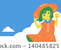Summer clouds and girl frame 140485825