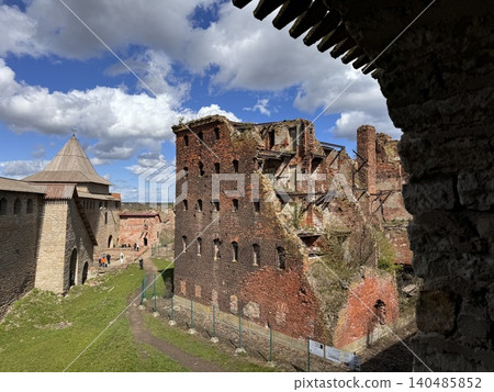walls of ancient castle Nut (Oreshek). Russia, Shlisselburg walls of ancient castle Nut (Oreshek). Russia, Shlisselburg 140485852