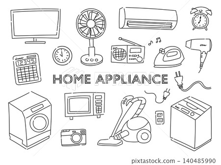 Hand-drawn illustration set of home appliances 140485990