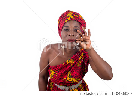 fashionable african woman in traditional dress 140486089