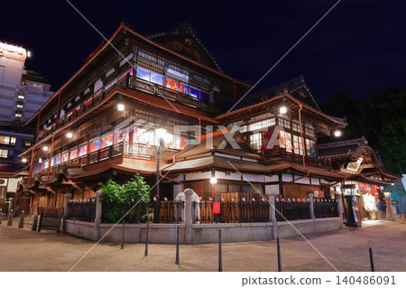 [Ehime Prefecture] Night view (illumination) of the newly renovated Dogo Onsen Main Building 140486091