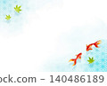 夏日賀卡，日式風格，水彩風格，紅色金魚和日式圖案背景。 140486189