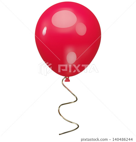 3D icon of a floating red hot air balloon with a string. 140486244