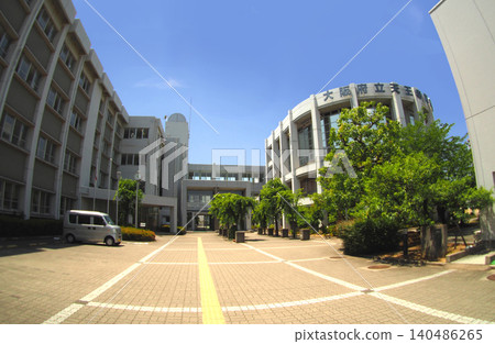 Exterior view of Osaka Prefectural Tennoji High School Exterior view of Osaka Prefectural Tennoji High School 140486265