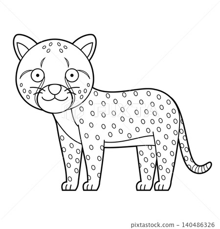 Easy coloring cartoon vector illustration of a cheetah isolated on white background Easy coloring cartoon vector illustration of a cheetah isolated on white background 140486326