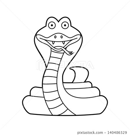 Easy coloring cartoon vector illustration of an Egyptian Cobra isolated on white background Easy coloring cartoon vector illustration of an Egyptian Cobra isolated on white background 140486329