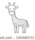 Easy coloring cartoon vector illustration of a giraffe wolf isolated on white background 140486332