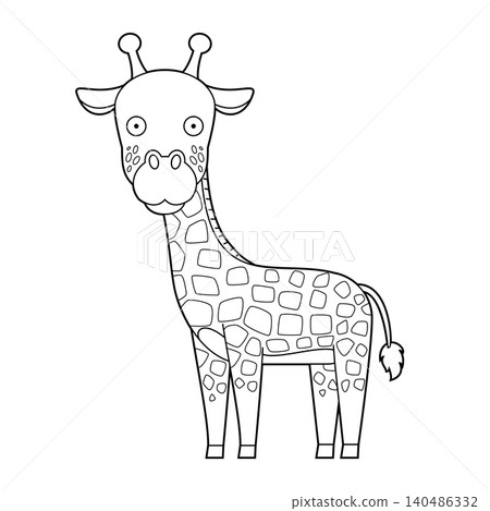 Easy coloring cartoon vector illustration of a giraffe wolf isolated on white background 140486332