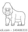 Easy coloring cartoon vector illustration of a gorilla isolated on white background 140486333