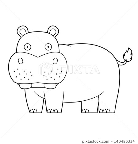 Easy coloring cartoon vector illustration of a hippo isolated on white background Easy coloring cartoon vector illustration of a hippo isolated on white background 140486334
