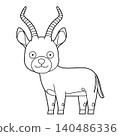 Easy coloring cartoon vector illustration of an impala isolated on white background 140486336
