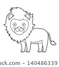 Easy coloring cartoon vector illustration of a lion isolated on white background 140486339