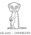 Easy coloring cartoon vector illustration of a meerkat bear isolated on white background 140486340