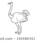 Easy coloring cartoon vector illustration of an ostrich isolated on white background 140486341