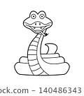 Easy coloring cartoon vector illustration of a snake isolated on white background 140486343